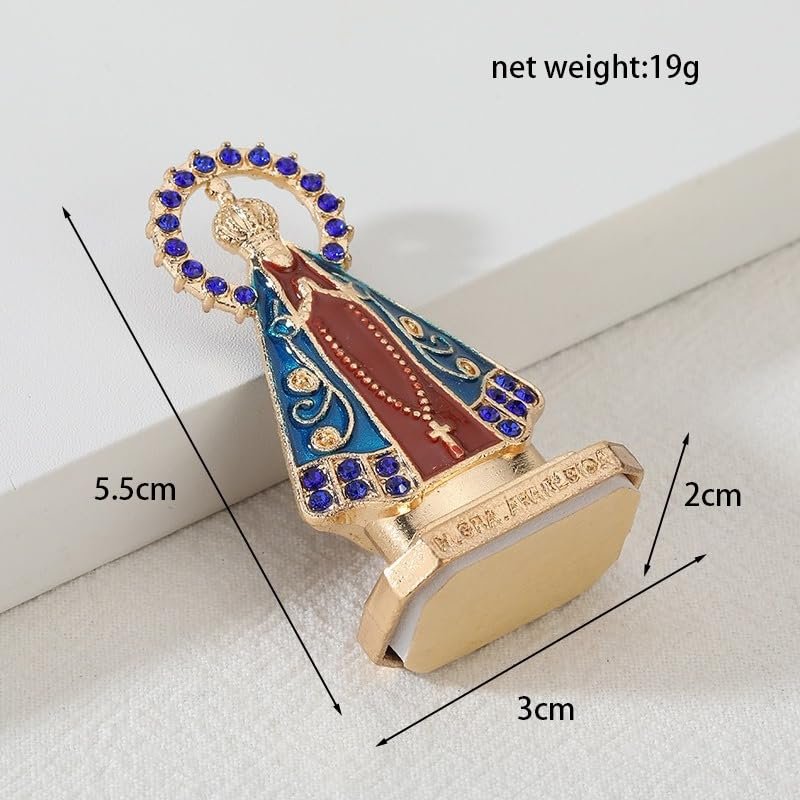 1 Packung katholische Jungfrau Maria Statue Figur Nossa Senhora Aparecida religiöse Heimdekoration (Goldbrauner weißer Diamant-Heiligenschein - Image 3