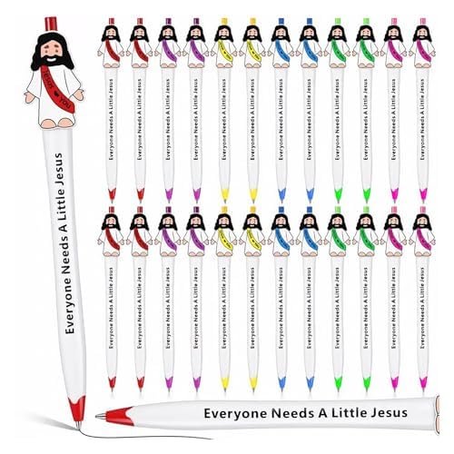 12 Stück Jesus-Stifte – Mini-Figur-Kugelschreiber, religiöse Geschenke, "Jeder braucht einen kleinen Jesus", christliches Schreibtischzubehör für Ostern, Partygeschenke (24 Stück) - Image 1