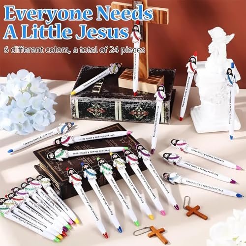 12 Stück Jesus-Stifte – Mini-Figur-Kugelschreiber, religiöse Geschenke, "Jeder braucht einen kleinen Jesus", christliches Schreibtischzubehör für Ostern, Partygeschenke (24 Stück) - Image 3