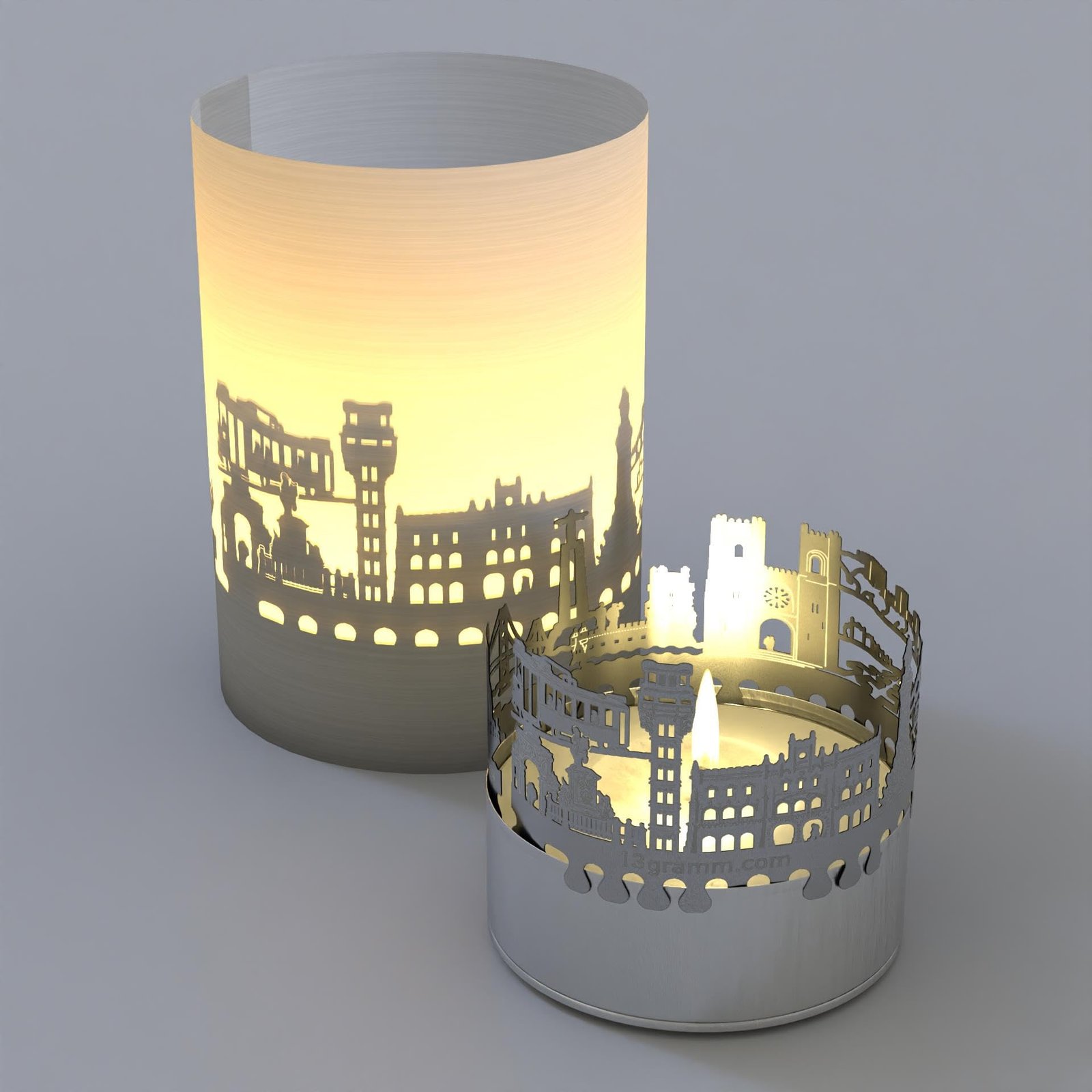 13gramm Lissabon Skyline Tube Teelicht Schattenspiel - Souvenir für Lissabon-Fans mit magischem Charme: Praca do Comercio, Elvator Santa Justa, Electric Tram 28 und mehr! - Glas, Gelb - Image 3