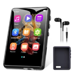 64GB MP3 Player Bluetooth 5.3 2.4" Full Touchscreen Tragbarer MP3 Player mit Lautsprecher, Sprachaufzeichnung, FM Radio, Line Recording Unterstützung 128GB Kinder Mp3 Player (Schwarz) - Image 1