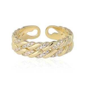 925 Sterling Silber Daumenring für Frauen zierlicher stapelbarer Goldring handgefertigt Twist Stapelring Freundschaftsring (Gold) - Image 1