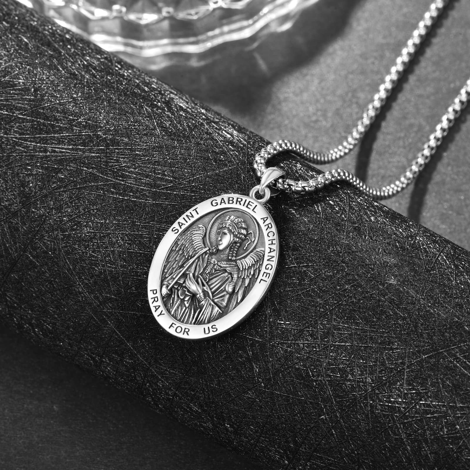 ADMETUS Erzengel Gabriel Kette 925 Sterling Silber Heiliger Gabriel Erzengel Anhänger Erzengel Gabriel Medaille Religiöse Geschenk für Herren - Image 4
