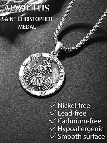 ADMETUS Heiliger Christophorus Kette 925 Silber Heilige Christopherus Anhänger St Christopher Halskette Amulett Schmuck Religiöser Geschenke für Herren - Image 10