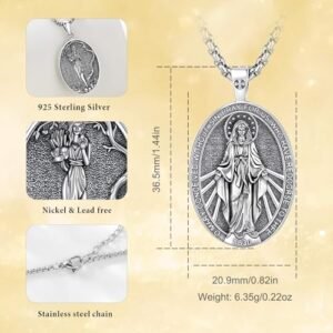 AEONSLOVE Wundertätige Medaille Damen Heilige Maria Anhänger Silber 925 Madonna Jungfrau Maria Kette Herren Virgin Mary Necklace Katholische Christliche Schmuck - Image 10