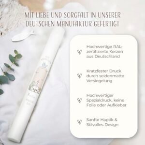 AMARI ® Kommunionkerze personalisiert Friedenskapelle H:40cm/⌀:4cm - Personalisierte Kommunionkerze für Jungen & Mädchen – Kerze zur Kommunion selbst gestalten - Image 10