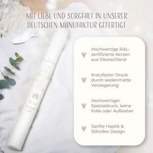 AMARI ® Kommunionkerze personalisiert Kreuz Schrift H:40cm/⌀:4cm - Personalisierte Kommunionkerze für Jungen & Mädchen – Kerze zur Kommunion selbst gestalten - Image 10