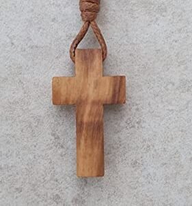 AMPALS,Halskette,Kreuz,Olivenholz,handgefertigt in Jerusalem,Kraftpapier,Jute,Taufe,Kommunion,Autoschutz, Geschenk zu Weihnachten, Wohlbefinden, Haus, christliche Party, Geburtstag,baumwollgarn wachs - Image 10