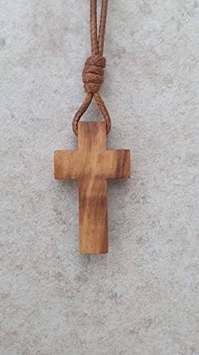 AMPALS,Halskette,Kreuz,Olivenholz,handgefertigt in Jerusalem,Kraftpapier,Jute,Taufe,Kommunion,Autoschutz, Geschenk zu Weihnachten, Wohlbefinden, Haus, christliche Party, Geburtstag,baumwollgarn wachs - Image 10