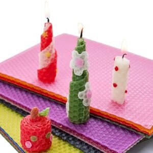 ANBOO Bienenwachskerzen und Wachsplatten, 10 Farben, 6m Baumwolldocht, Taufkerze zum Selber-Machen, Kinder-Set (20x20 cm) - Image 10