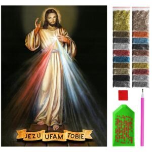 ARTULIO Diamond Painting Set – Bild: Jesus, ich vertraue dir - 30x40 cm – 5D Diamant Painting Bilder DIY, Diamond Painting Erwachsene - Image 1