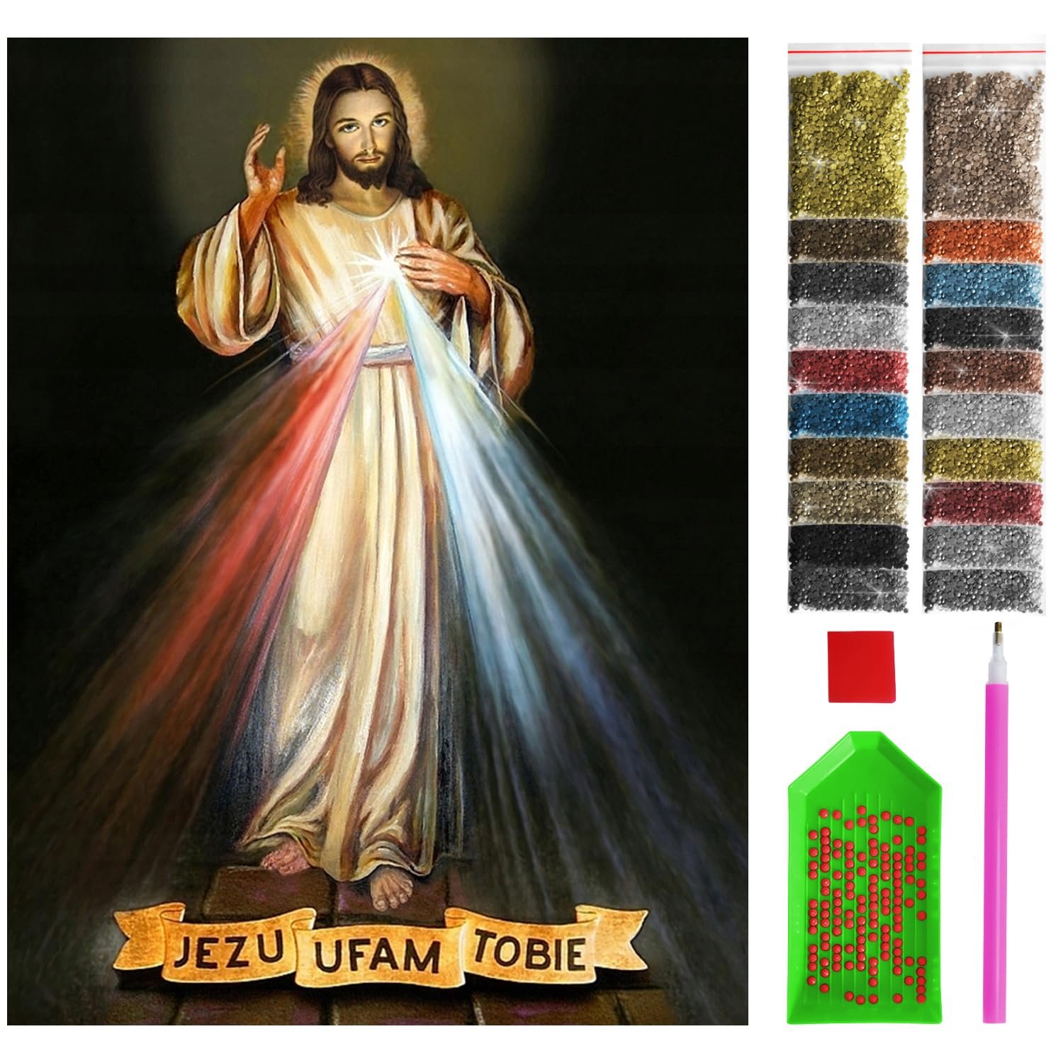 ARTULIO Diamond Painting Set – Bild: Jesus, ich vertraue dir - 30x40 cm – 5D Diamant Painting Bilder DIY, Diamond Painting Erwachsene - Image 1