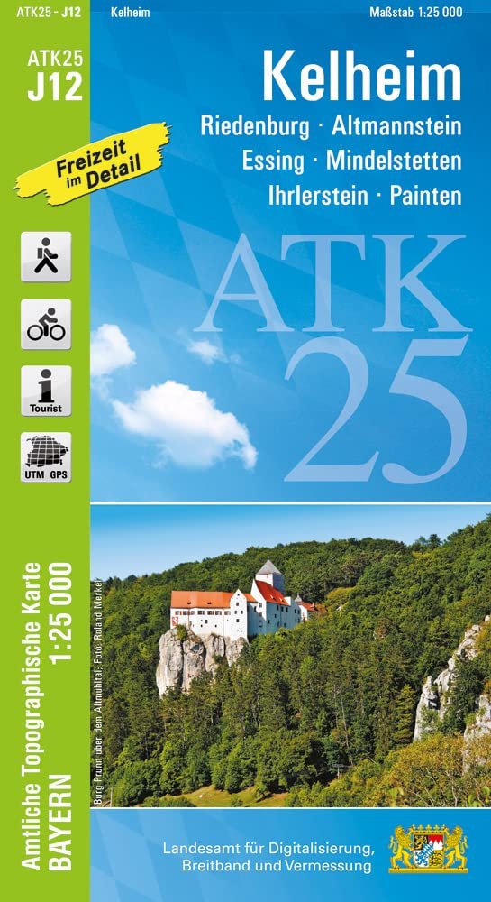 ATK25-J12 Kelheim (Amtliche Topographische Karte 1:25000): Riedenburg, Altmannstein, Essing, Mindelstetten, Ihrlerstein, Painten, Kloster Weltenburg, ... Amtliche Topographische Karte 1:25000 Bayern) - Image 1