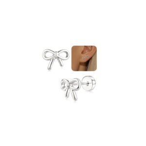 Adramata Ohrring Silber 925 für Damen Mädchen Hypoallergene Ohrstecker Zierliche Seestern Schleife Kreuz Ohrringe Stecker für Damen Helix Knorpel Piercing Silber/Gold Ohrstecker - Image 1