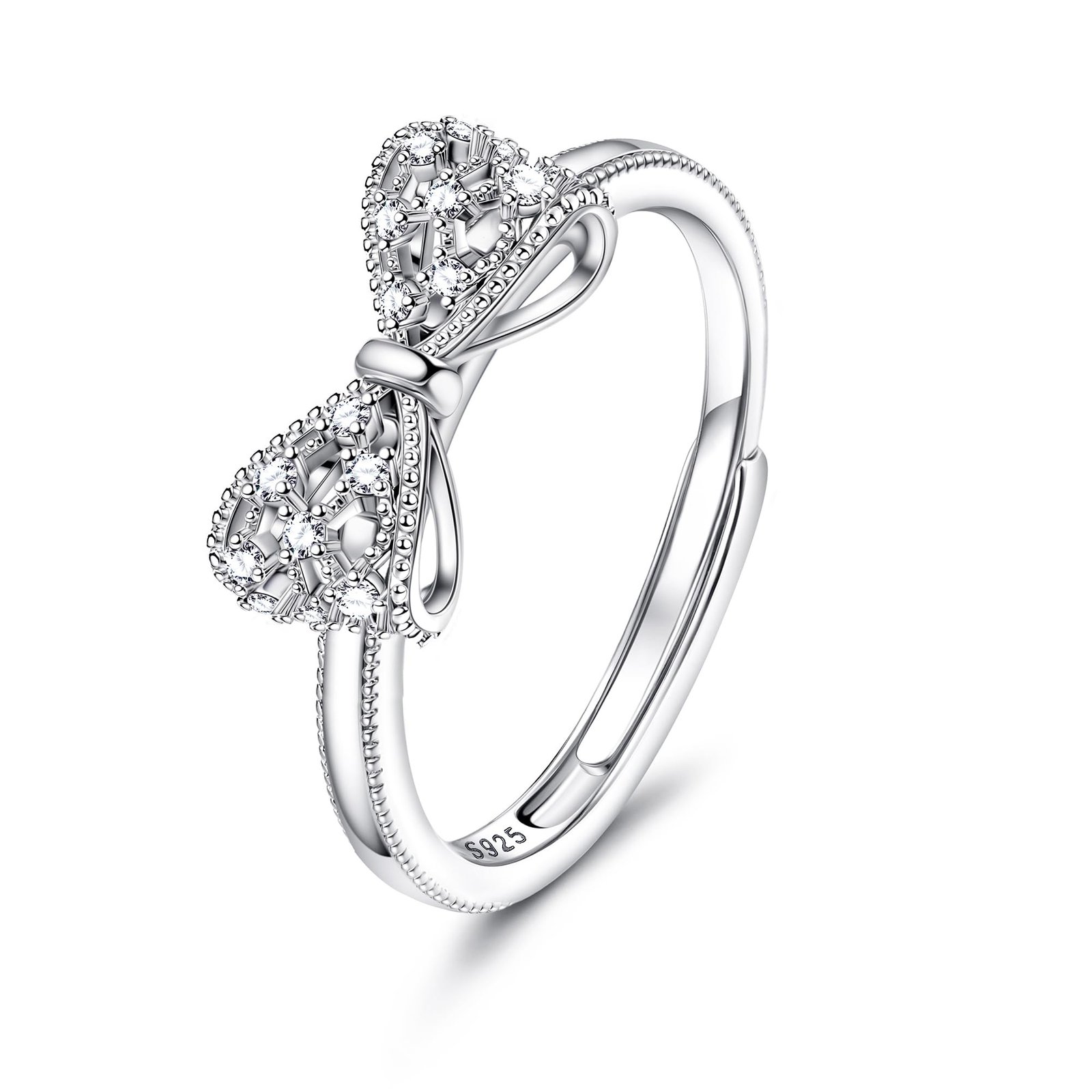 Adramata Ring Silber 925 Damen Verstellbar Silberringe für Damen Stapelbare Infinity Kreuz Ringe Frauen Glänzend Silber Verlobungsring Eheringe Engagement Ring Geschenke für Frauen - Image 1