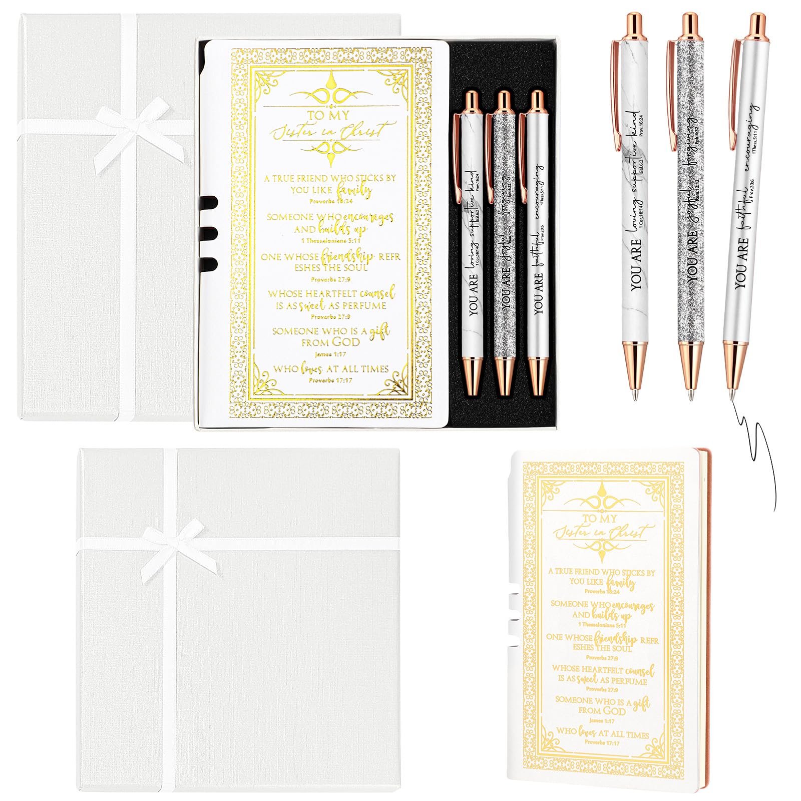 Affrolling 5-teiliges christliches Notizbuch-Stift, Geschenk-Set für Frauen, religiöses Leder, Gebetstagebuch, Stifte mit Geschenkbox für Muttertag, Kirche, Herren, Abschluss, Kollegen, Patentante - Image 1