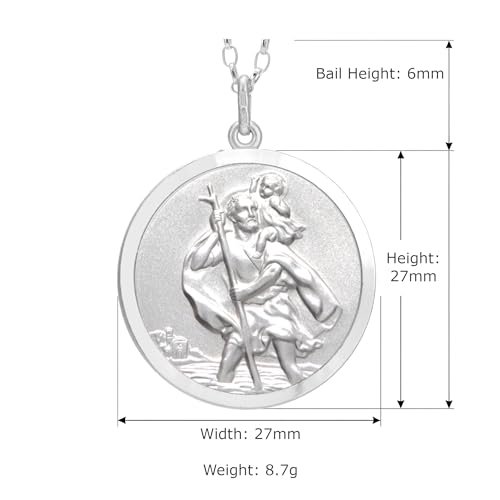 Alexander Castle Herren groß schwere 925 Sterling Silber Heiliger Christophorus Anhänger Halskette - 27mm St Christopher mit 20" Sterling Silber Kette & Schmuck Geschenk-Box - Image 7