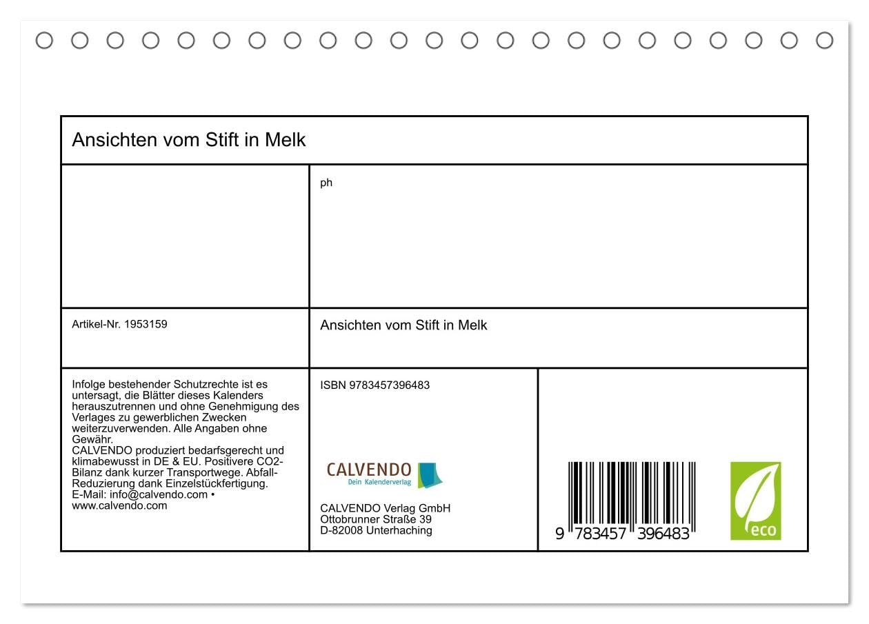 Ansichten vom Stift in Melk (Tischkalender 2026 DIN A5 quer), CALVENDO Monatskalender: Stift Melk, ein architektonischer Höhepunkt in der Wachau (CALVENDO Orte) - Image 2