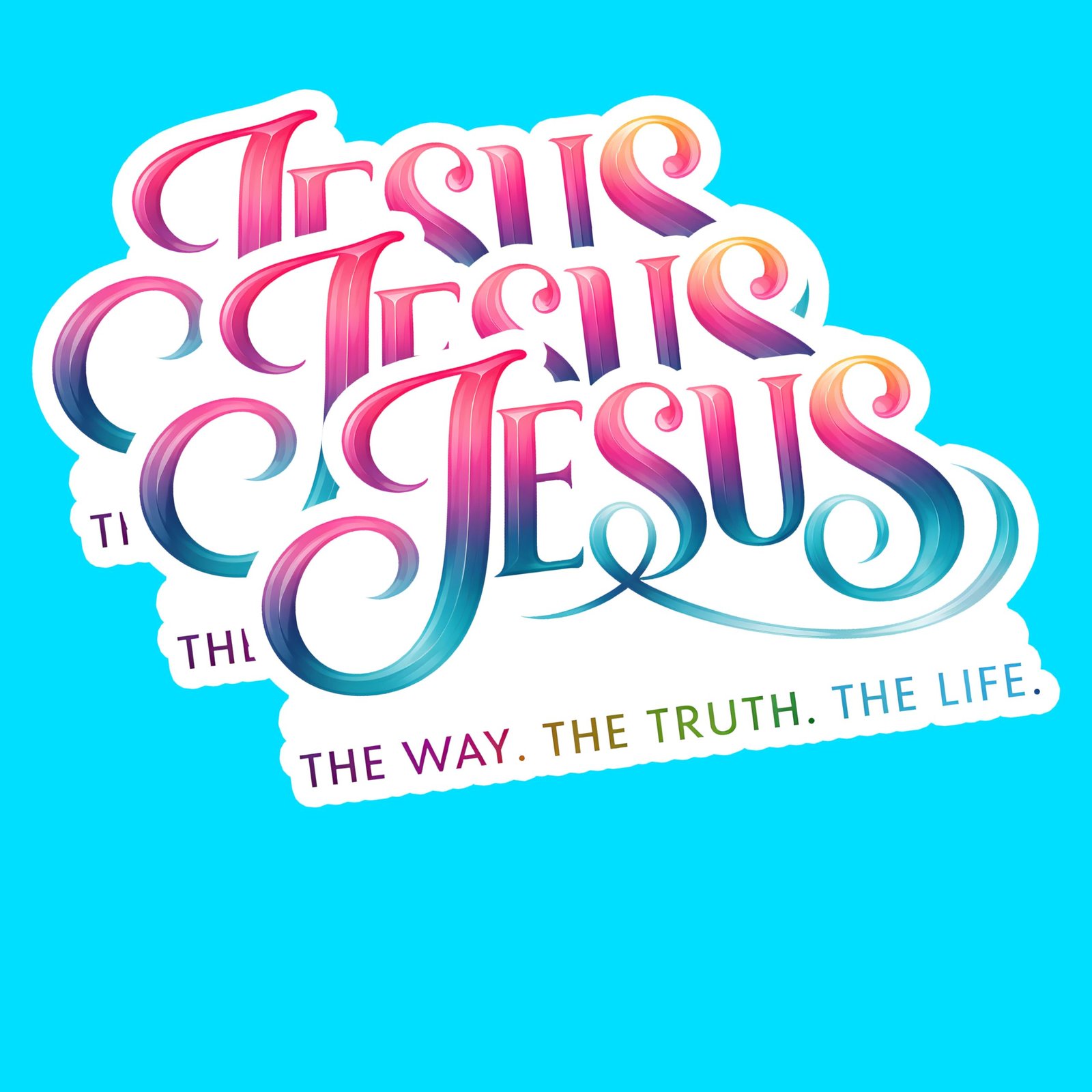 Aufkleber "Jesus The Way The Truth The Life", katholischer christlicher Glaube, Schrift, inspirierender Bibelvers, Jesus, Bücher, Laptops, Handy, Wasserflaschen, Becher, Kindle, 7,6 x 5,1 cm, 3 Stück - Image 1