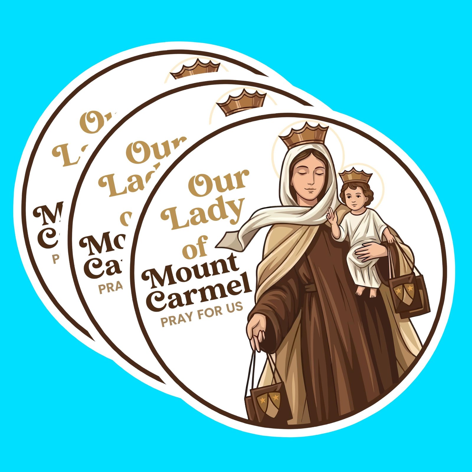 Aufkleber "Our Lay of Mount Carmel", katholischer Glaube, christlicher Jesus, Schrift, religiöser Bibelvers für Bücher, Laptops, Handy, Wasserflaschen, Becher, Kindle, 7,6 x 7,6 cm, 3 Stück - Image 1