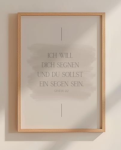 AusGlaubenLeben®, Ich will dich segnen, Christliches Poster, Bibelvers, Christliche Bilder, Jesus Bild, Wohnzimmer Deko, Tischdeko, Taufgeschenk, Schlichte Wanddeko, Glaube Liebe Hoffnung (A4) - Image 1