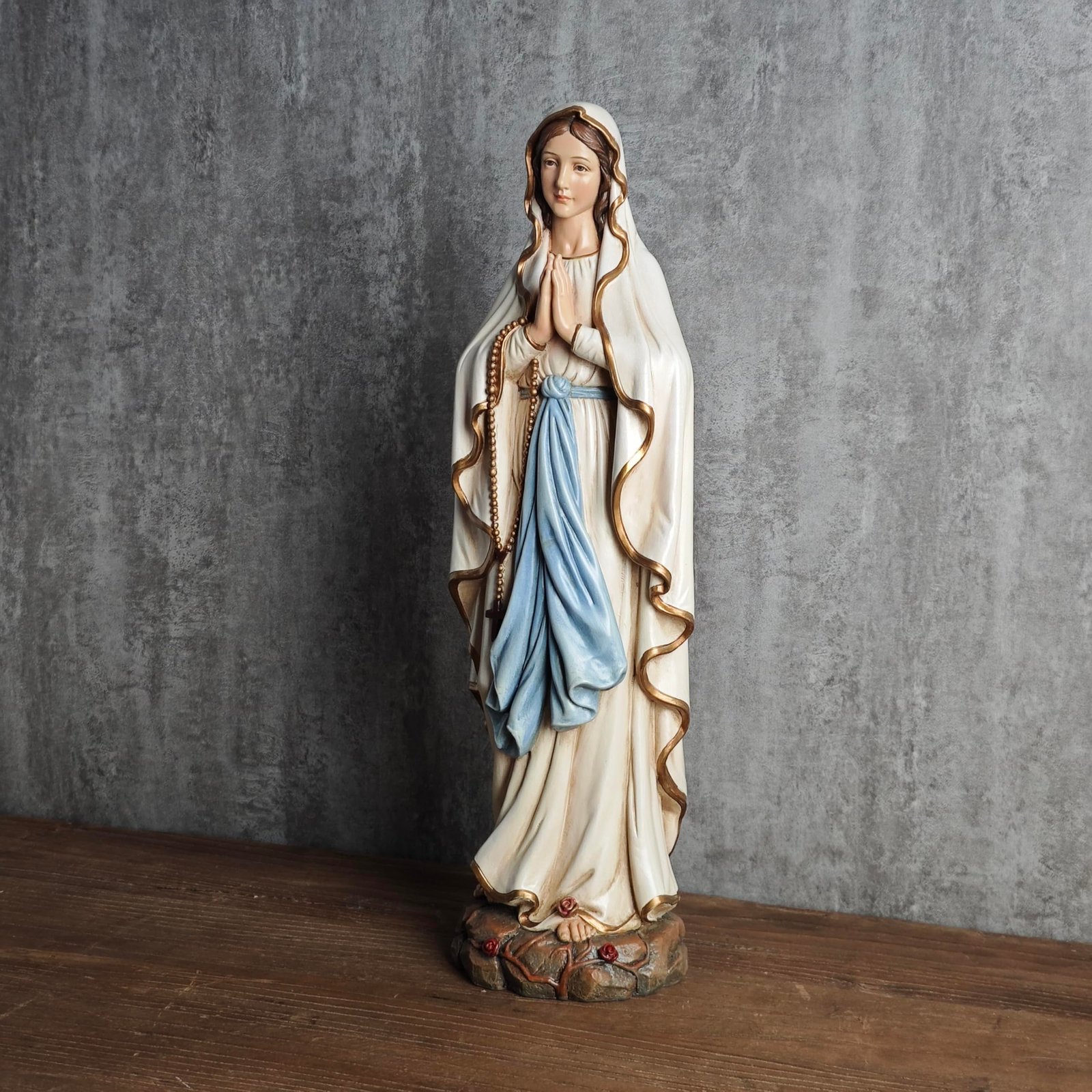 BC BUILDCLASSIC BC katholische Statue Unserer Lieben Frau von Lourdes, gesegnete Jungfrau Maria, religiöses Geschenk für Heimdekoration, 37,8 cm hoch, Renaissance-Skulptur, handgefertigt von - Image 3