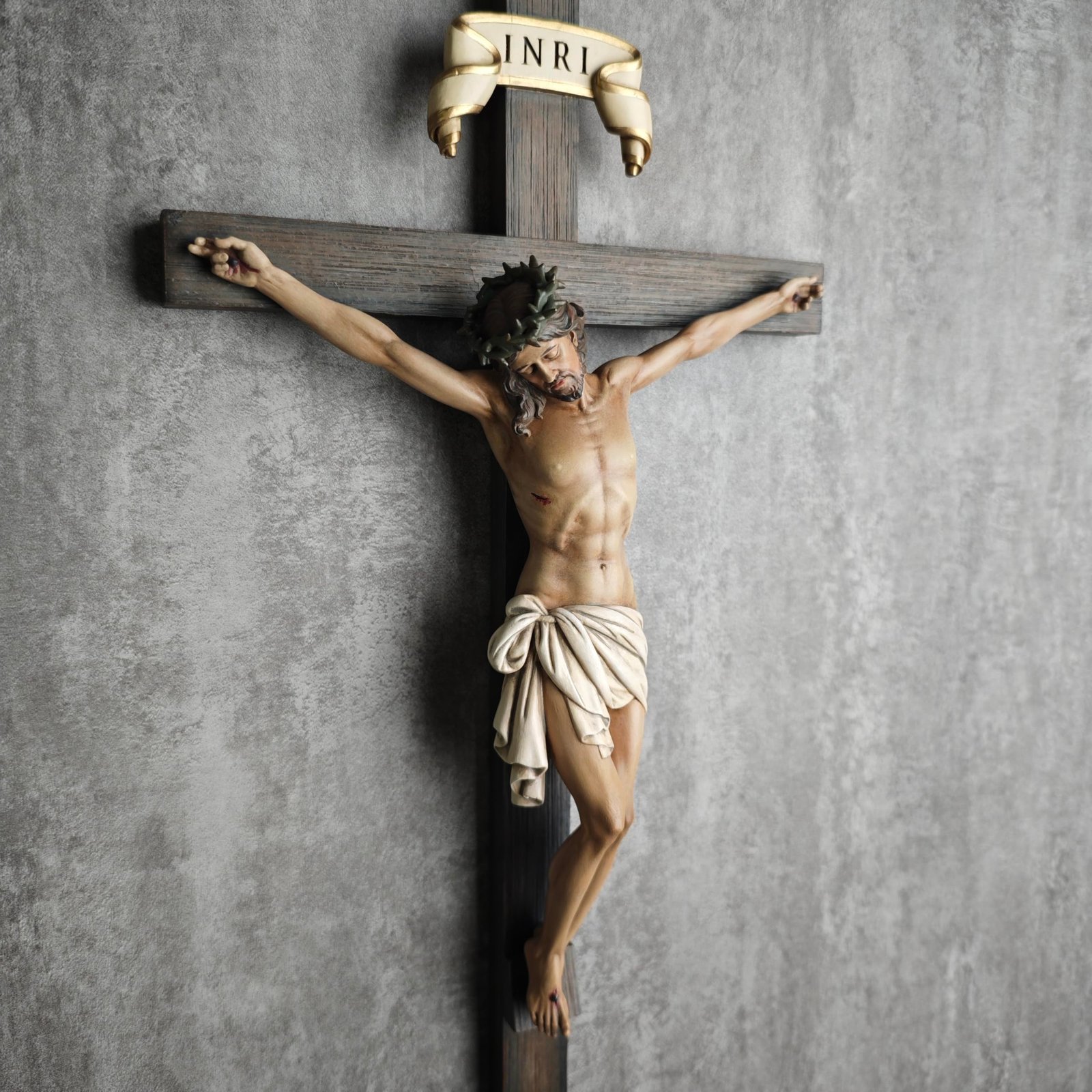 BC Katholisches Kruzifix, Wandkreuz, 40,6 cm, Jesus Christus, Innendekoration, religiöses Sammlerstück, Geschenke, Renaissance-Skulptur, handgefertigt von Buildclassic - Image 2