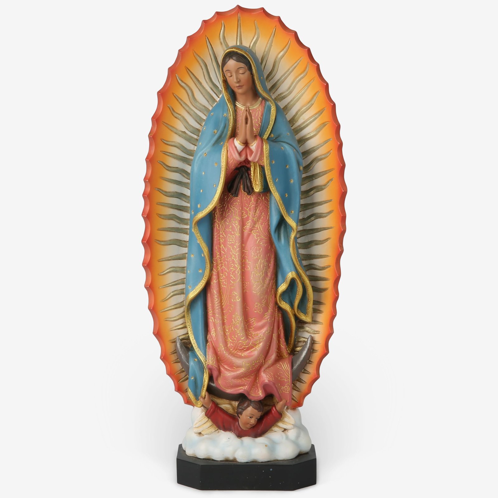 BC katholische Statue Our Lady of Guadalupe, Virgen De Guadalupe Figur, Heilige Mutter Maria, religiöses Geschenk für Mutter, katholische Heimdekoration, 17,8 cm hoch, handbemalte Skulptur von - Image 1