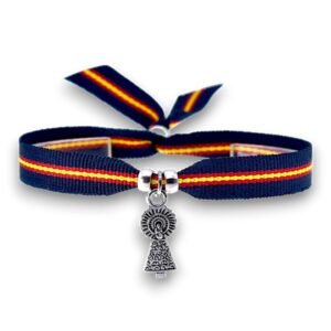 BDM Armband für Damen und Herren aus marineblauem Spanien-Stoff mit der Virgen del Pilar und der spanischen Flagge. - Image 1