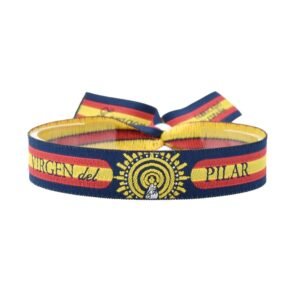BDM Damen- und Herrenarmband aus maricoblauem Stoff mit der Virgen del Pilar und der spanischen Flagge. - Image 1