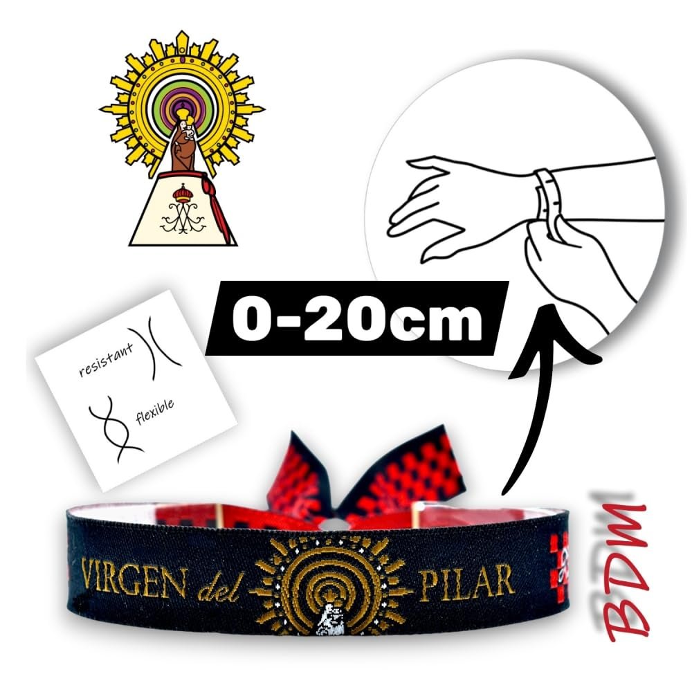 BDM Schwarzes Stoffarmband der Virgen del Pilar, Spanien, verstellbar für Damen und Herren. - Image 2