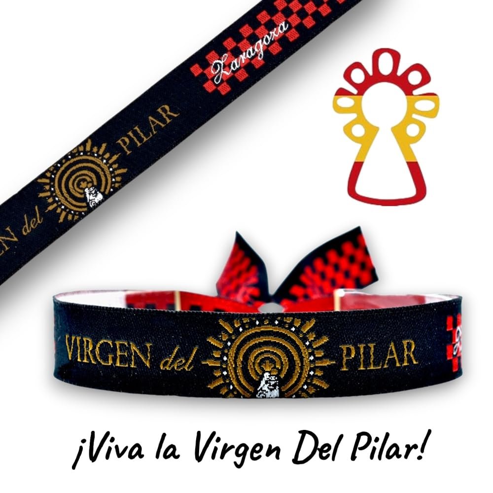 BDM Schwarzes Stoffarmband der Virgen del Pilar, Spanien, verstellbar für Damen und Herren. - Image 3