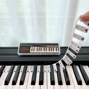 BEATBIT Klavierführer für Anfänger, abnehmbare Klaviertastatur-Notenetiketten zum Lernen, aus Silikon, keine Aufkleber erforderlich, wiederverwendbar und wird mit Box geliefert (Schwarz) - Image 1