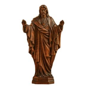 BGCOPPER Heiliges Herz Jesu aus Holz, handgefertigte Jesus-Figur, Ornament, katholische Figur, religiöses Geschenk für Heimdekoration, Weihnachten, 21,6 cm - Image 1
