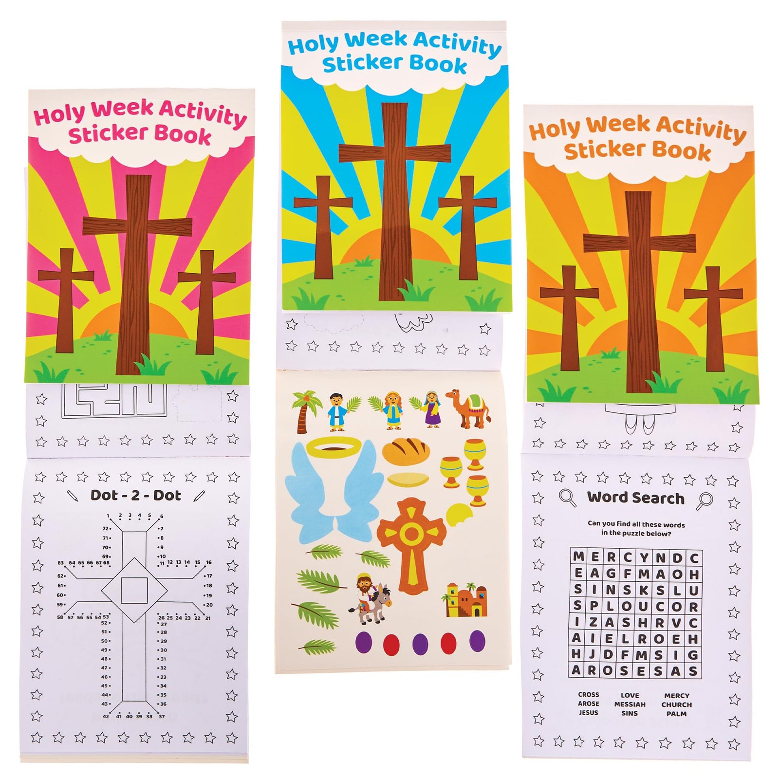 Baker Ross FX977 Aktivitätsbücher zur Heiligen Woche - Packung mit 8, Christliche Aufkleberbücher für Kinder - Image 1