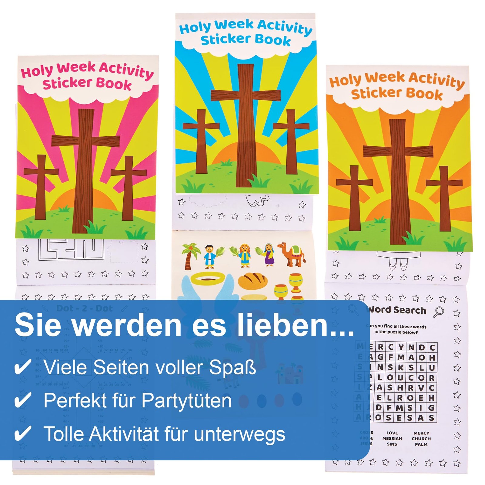 Baker Ross FX977 Aktivitätsbücher zur Heiligen Woche - Packung mit 8, Christliche Aufkleberbücher für Kinder - Image 3