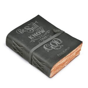 BeStill – Vintage-Papier – Bibel-Tagebuch – Psalm 46v10 geprägte Bibelinschrift – Leder-Tagebuch – Schreib-Notizbuch (schwarz, 20,3 x 15,2 cm) - Image 1