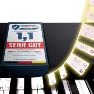Belfort Klavier Noten Aufleger für Anfänger - bunt - Abnehmbare Silikon Tastenbeschriftung + eBook (keine Aufkleber nötig) Klavier Zubehör für 88 & 61-Tasten Piano/Keyboard - Image 1