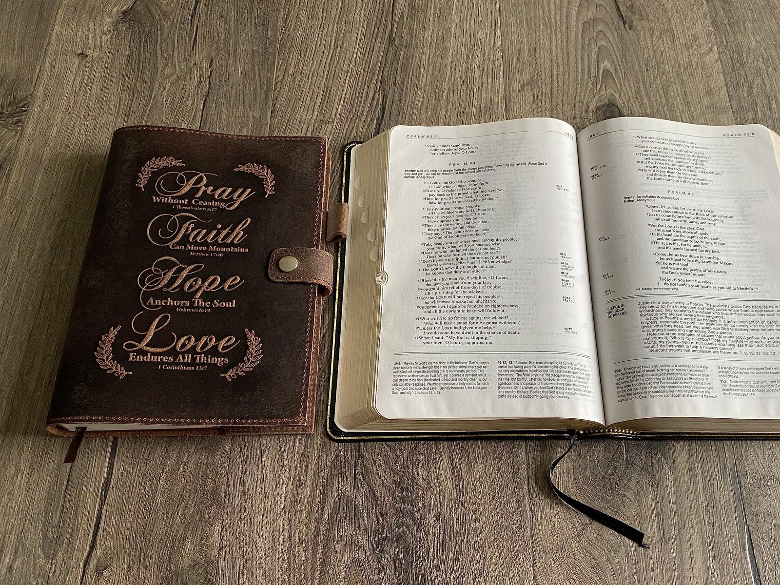 Beten, Glaube, Hoffnung, Liebe – handgefertigtes Leder-Tagebuch | Bibelvers Journal, Notizbuch, Tagebuch, Predigt-Notizblock | christliches Geschenk für Männer oder Frauen - Image 4