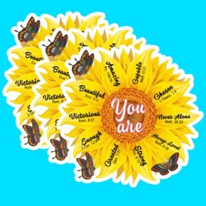 Bibelvers mit englischer Aufschrift "You are Flower Enough Beautiful Chosen", katholischer Glaube, christlicher Jesus, religiöser Bibelvers für Bücher, Laptops, Handy, Wasserflaschen, Becher, Kindle - Image 1