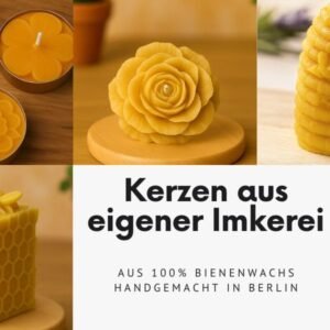 Bienenwachskerze handgemacht aus 100% reinem Bienenwachs – natürliche Stumpenkerze aus eigener Imkerei – ohne Paraffin, nachhaltig & regional – ca. 12,5 cm hoch, Ø 7 cm - Image 9