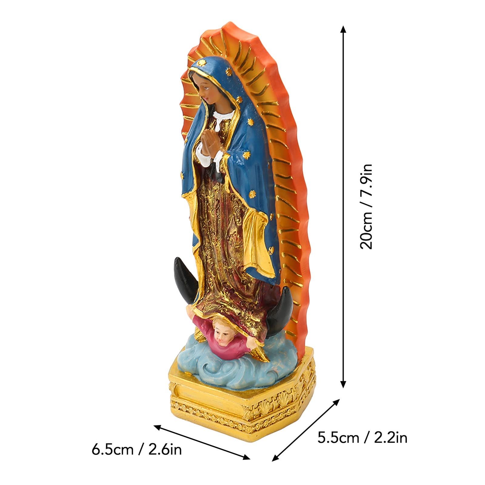 Buachois 7,9 Zoll Statue Unserer Lieben Frau von Guadalupe, Handbemalte Jungfrau-Maria-Figur aus Harz, katholische christliche religiöse Statue, Tischdekoration für den Gebetsraum im - Image 2