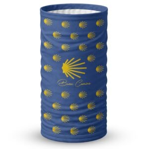 Buen Camino Halstuch Blau Gelb – Jakobsweg Multifunktionstuch mit Jakobsmuschel, Ultraleichtes Schlauchtuch für Damen & Herren, Geschenk für Pilger & Wanderer auf dem Camino de Santiago - Image 1