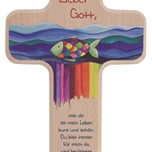 Butzon & Bercker Taufkreuz aus Buche 11x18 cm – Holzkreuz Taufe mit Fischmotiv & Segensspruch – Kinderkreuz Geschenk zur Erstkommunion für Jungen & Mädchen - Image 4