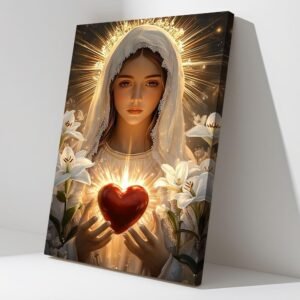 CCWACPP Wandbild der Jungfrau Maria, christliche Leinwandkunst, Bild der Heiligen Jungfrau von Guadalupe, religiöses Gemälde, gerahmt (30.00 x 45.00 cms) - Image 1