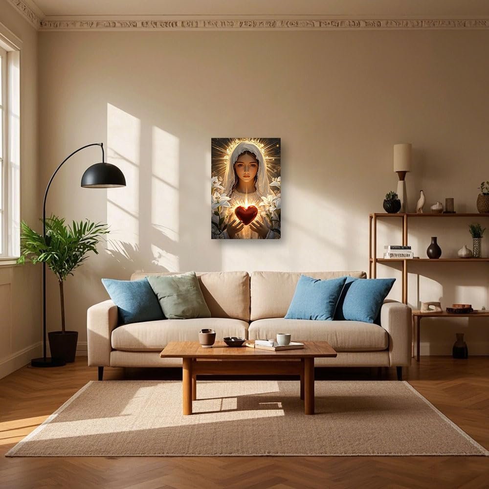 CCWACPP Wandbild der Jungfrau Maria, christliche Leinwandkunst, Bild der Heiligen Jungfrau von Guadalupe, religiöses Gemälde, gerahmt (30.00 x 45.00 cms) - Image 4