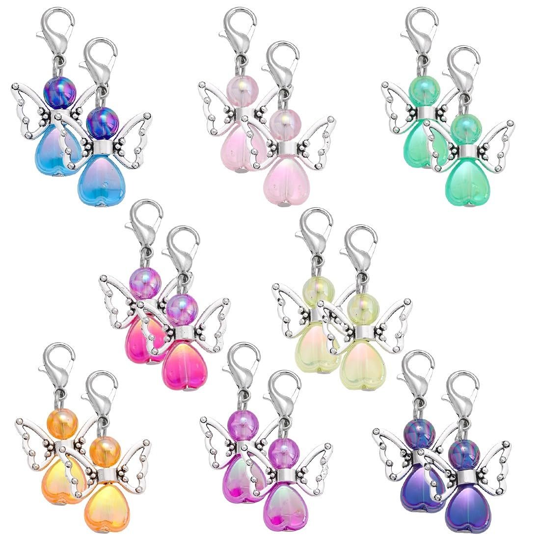 COYUN 16 Stück Schutzengel Anhänger Mini Geschenke, Schutzengel Schlüsselanhänger, Schlüsselanhänger Engel, Perlenengel Anhänger Gastgeschenk für Hochzeit, Mitbringsel Weihnachten, Kommunion Deko - Image 1