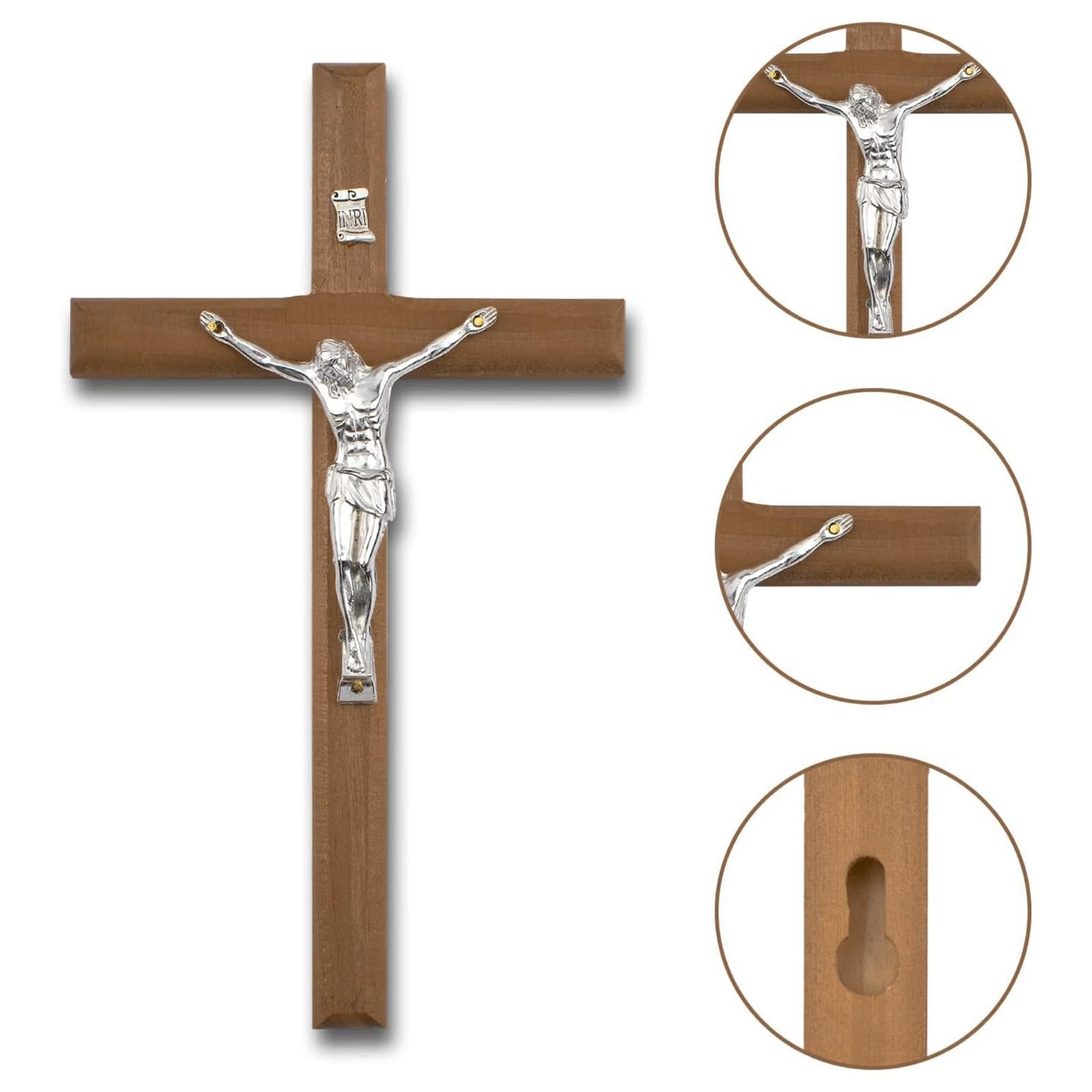 CRAFFANCY Kreuz-Set mit Kruzifix, Rosenkranz Katholisch Halskette aus Holz mit Kreuz Zum Aufhängen, Christus Wandkreuz, Katholisches Cross, Jesus holzkreuz für Innendekoration, Kommunion - Image 4