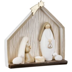 CULT at home kleine Krippe Stall – Weihnachtskrippen Set Haus 5 Figuren - Heilige Familie Krippenensemble – Deko Weihnachten Geschenk Nikolaus Advent 16,5 x 18,5 cm - Image 1