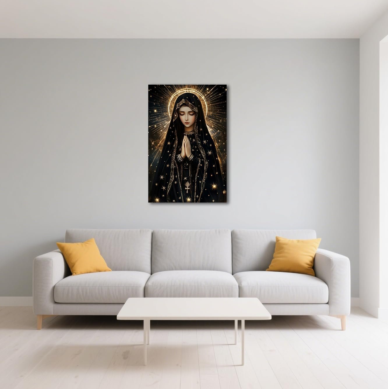 CXHOSTENT Jungfrau Maria Wandkunst katholische Bilder Unsere Liebe Frau von Guadalupe, Gemälde Maria im Gebet, Leinwand, christliche Drucke für Kirche, Gebet, Raumdekoration, gerahmt - Image 2